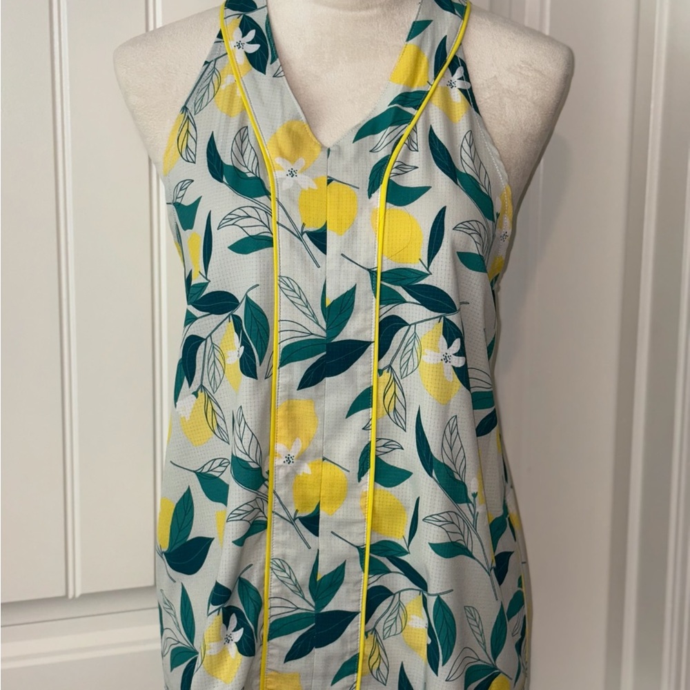 Oiselle White and Yellow Tank Top with V-Neck